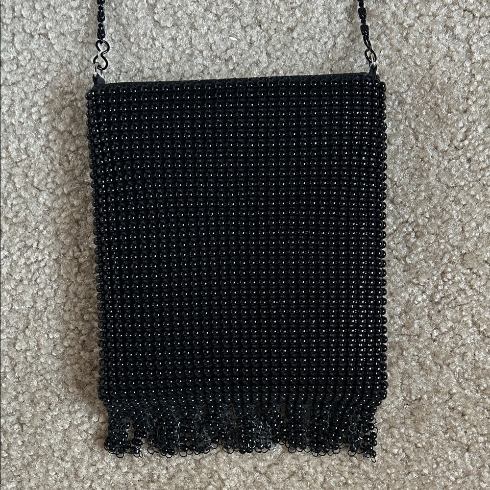 Elegant Black Beaded Women's Bag